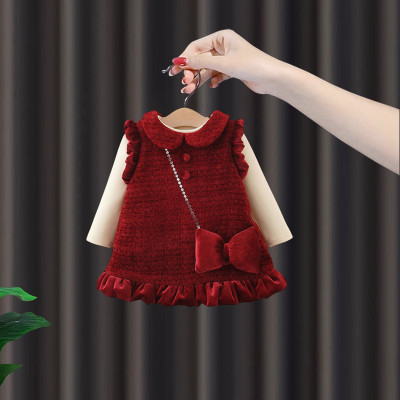 女童加绒连衣裙秋冬季2025新款