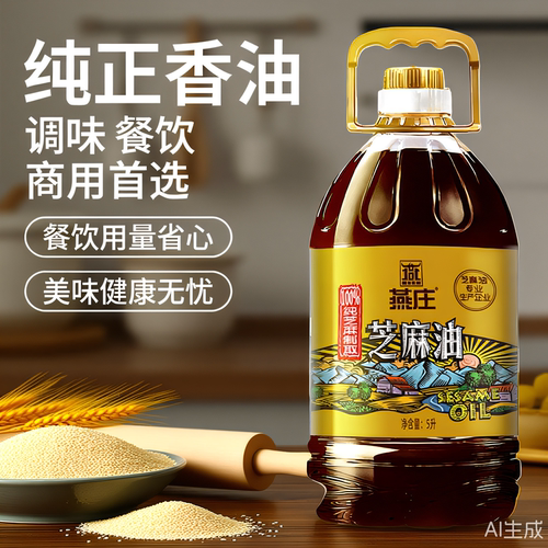 【量大商用】燕庄芝麻油5L餐饮火锅麻辣烫凉拌菜纯正香油调味油省