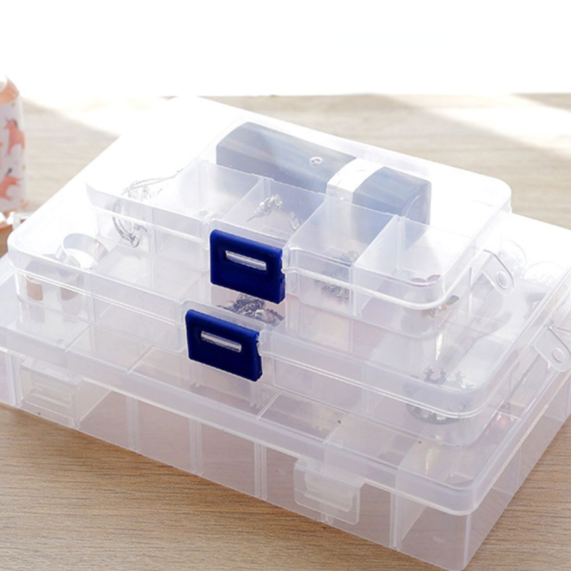 透明塑料收纳盒分隔盒带盖零件分类格子首饰品药盒