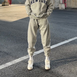 男 宽松运动裤 UNCLEBLUE 秋冬350g加绒字母高周波印花束脚卫裤