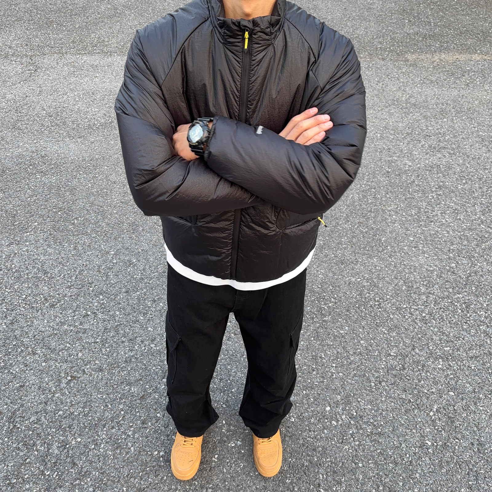 立领纯色防风防泼水运动棉服