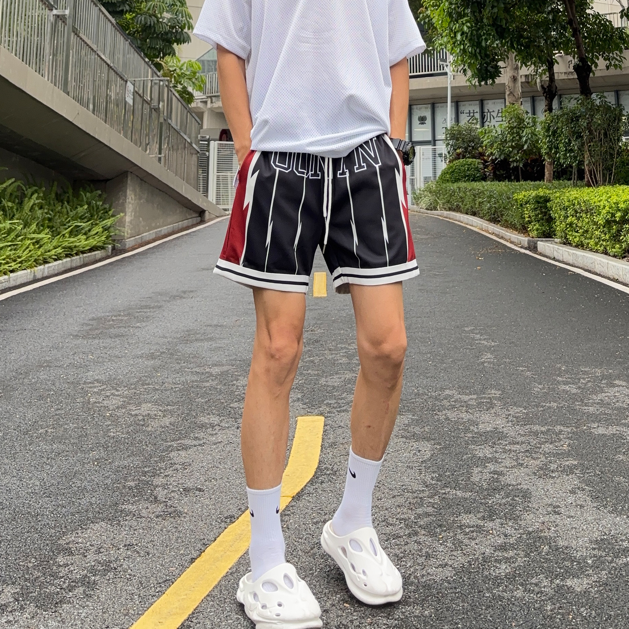 UBCG300克网眼短裤男夏季美式篮球裤刺绣四分运动男士训练休闲裤