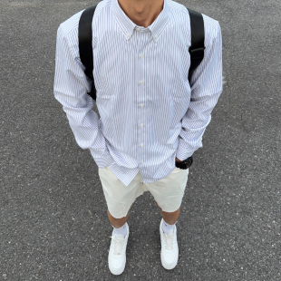 春秋新款 衬衫 翻领衬衣男条纹开衫 休闲男士 长袖 UNCLEBLUE