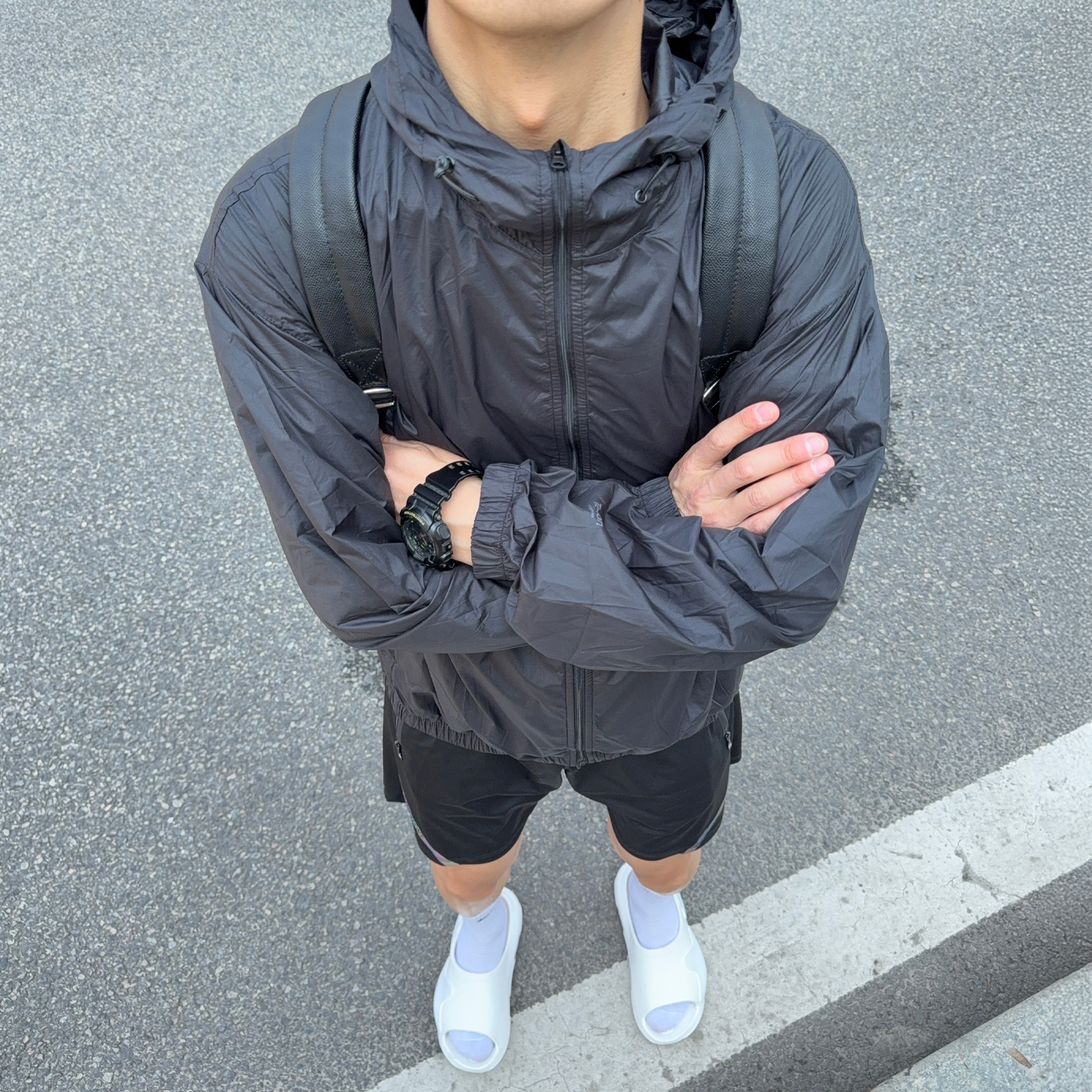 纯色轻薄户外露营连帽宽松防晒服