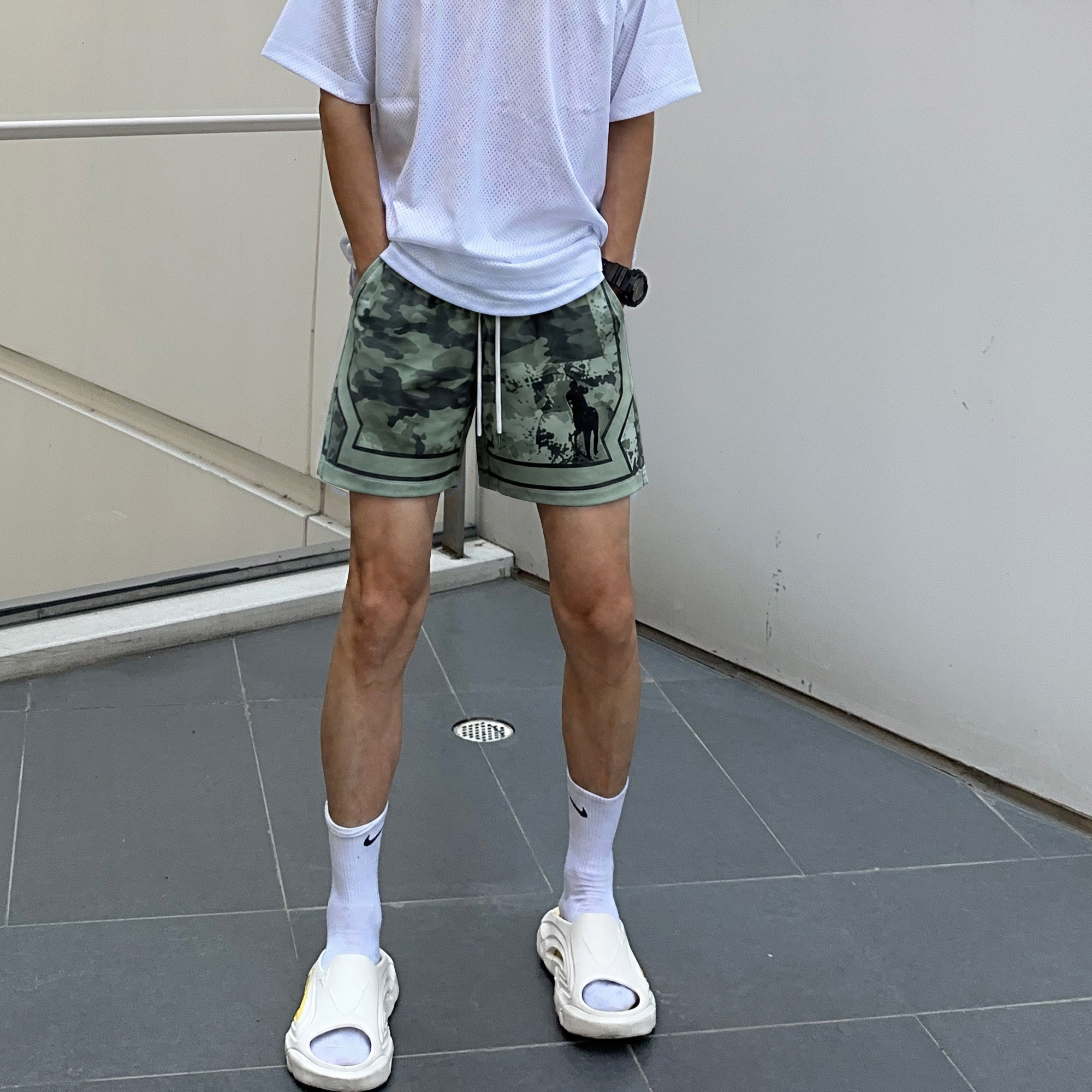 UBCG美式潮牌豹纹刺绣四分裤男夏季篮球裤健身训练休闲运动裤