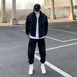 UNCLEBLUE 保暖夹克 350克羊羔绒牛仔外套加绒加厚男2024春夏新款