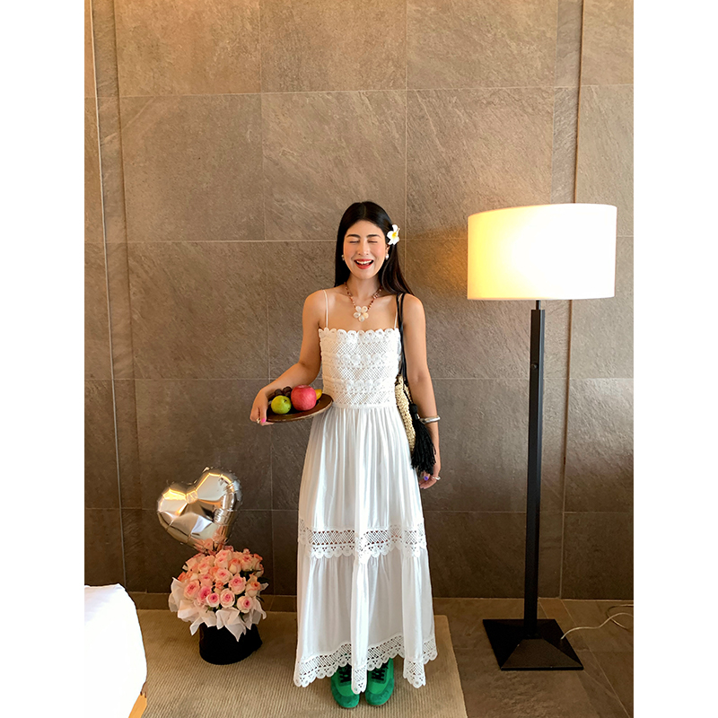 今屿花花无袖吊带连衣裙女