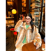 今屿花花皮草外套女2025新款 小个子印花环保皮草毛毛外套保暖冬装