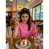 粉色印花短袖 t恤女2025新款 宽松上衣半袖 今屿花花 夏季 小众设计感