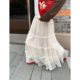 今屿花花 裙子半身裙冬2025年新款 白色蛋糕裙小个子A字裙网纱裙