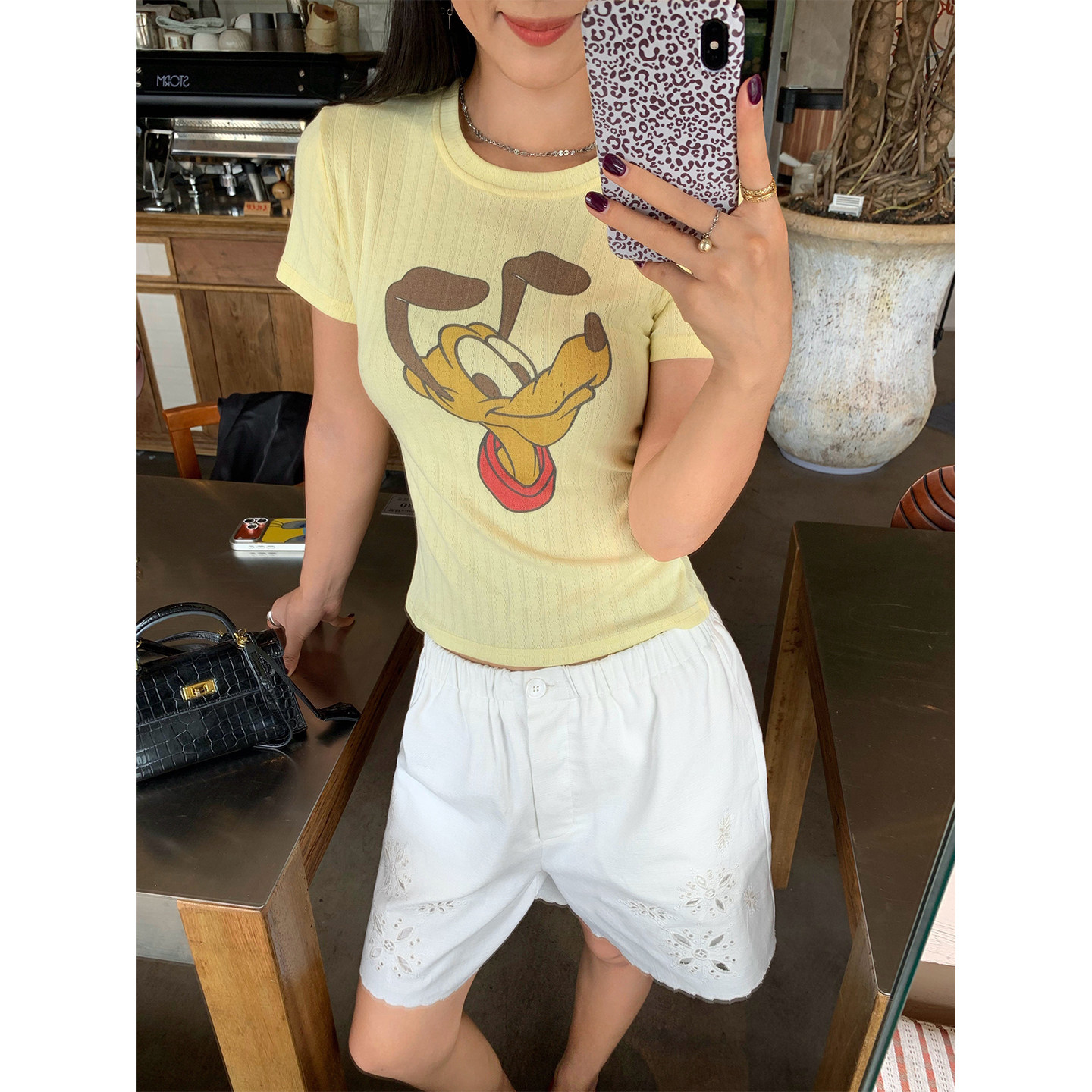 今屿花花短袖印花T恤女图片