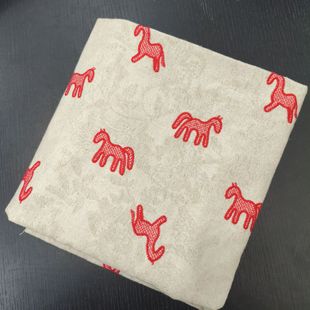 棉麻提花刺绣小红马面料廓形立裁马年上衣外套披肩服装设计师面料