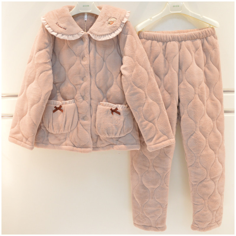 安之伴睡衣女2023冬季新品三层加厚贝贝绒夹棉保暖可爱家居服棉袄,女士内衣/男士内衣/家居服,睡衣/家居服套装,淘宝优惠券,粉丝福利购,淘宝优惠卷
