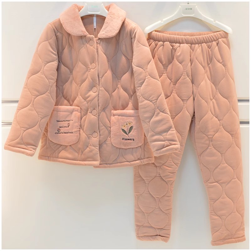 安之伴女贝贝绒夹棉保暖家居服图片