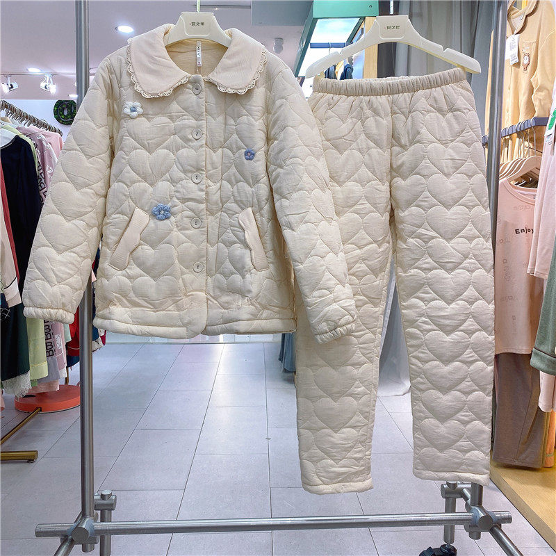 安之伴睡衣女冬季新款加厚梭织提花纯棉夹棉甜美减龄少女家居服套,女士内衣/男士内衣/家居服,睡衣/家居服套装,淘宝优惠券,粉丝福利购,淘宝优惠卷