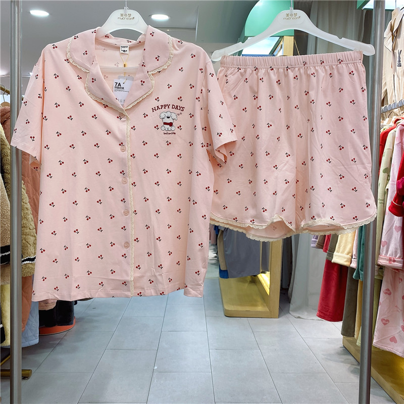 佰伦熊女士睡衣针织纯棉家居服