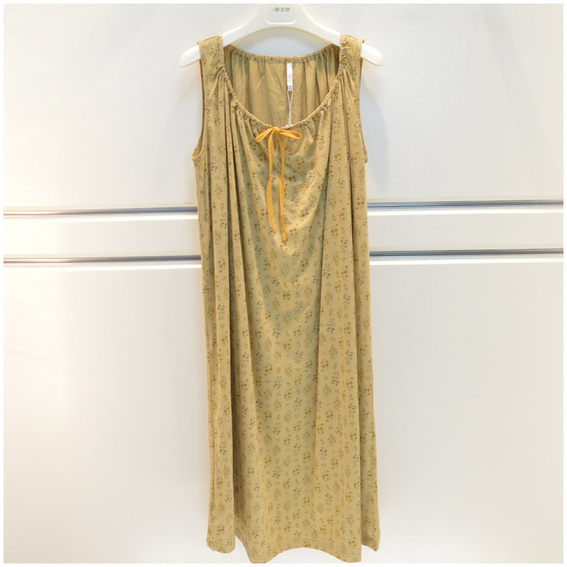 妮可雅休闲无袖吊带裙女士睡衣2025夏季丝光新棉小碎花连衣裙睡裙