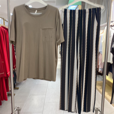 等于号休闲男士睡衣夏季新品莫代尔棉可外穿短袖长裤时尚家居服套