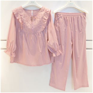 妮可雅女士睡衣2024春夏季新品纯棉府绸薄款甜美公主风梭织棉套装