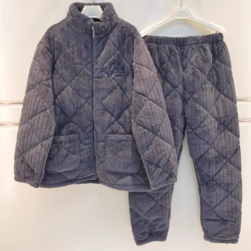 安之伴冬季款2023加厚珊瑚绒夹棉可外穿帅气休闲拉链保暖男士睡衣,女士内衣/男士内衣/家居服,睡衣/家居服套装,淘宝优惠券,粉丝福利购,淘宝优惠卷