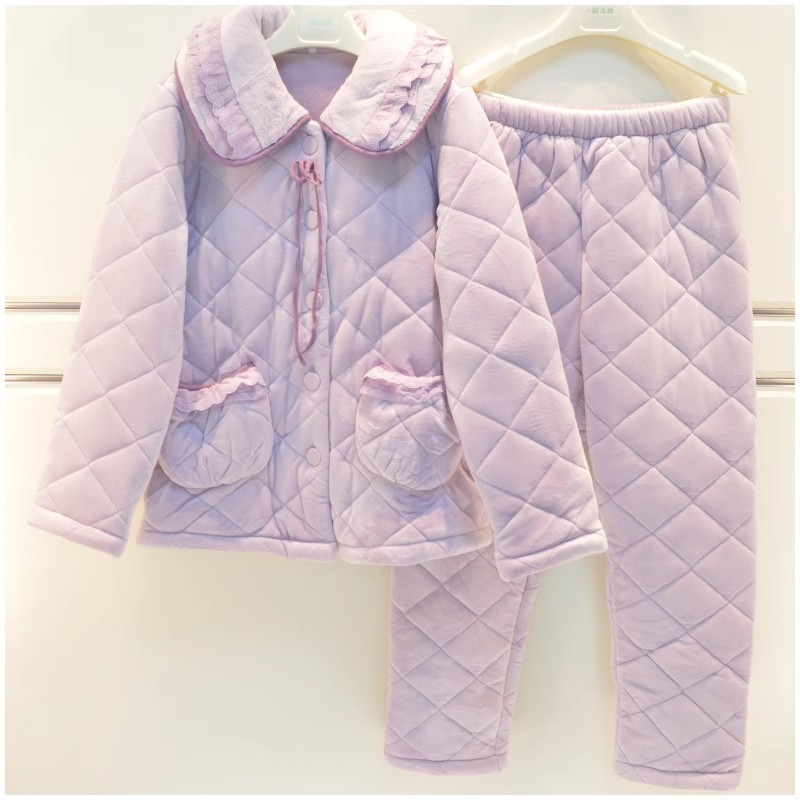 安之伴女贝贝绒夹棉不臃肿家居服