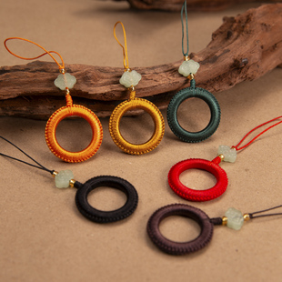 古风手工编织指环扣防丢手机链挂绳男女短款u盘车钥匙手机壳挂件