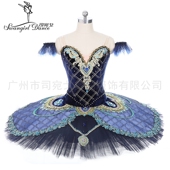 定制专业芭蕾舞裙比赛演出服深蓝儿童芭蕾舞考级汇演服装 TUTU裙女