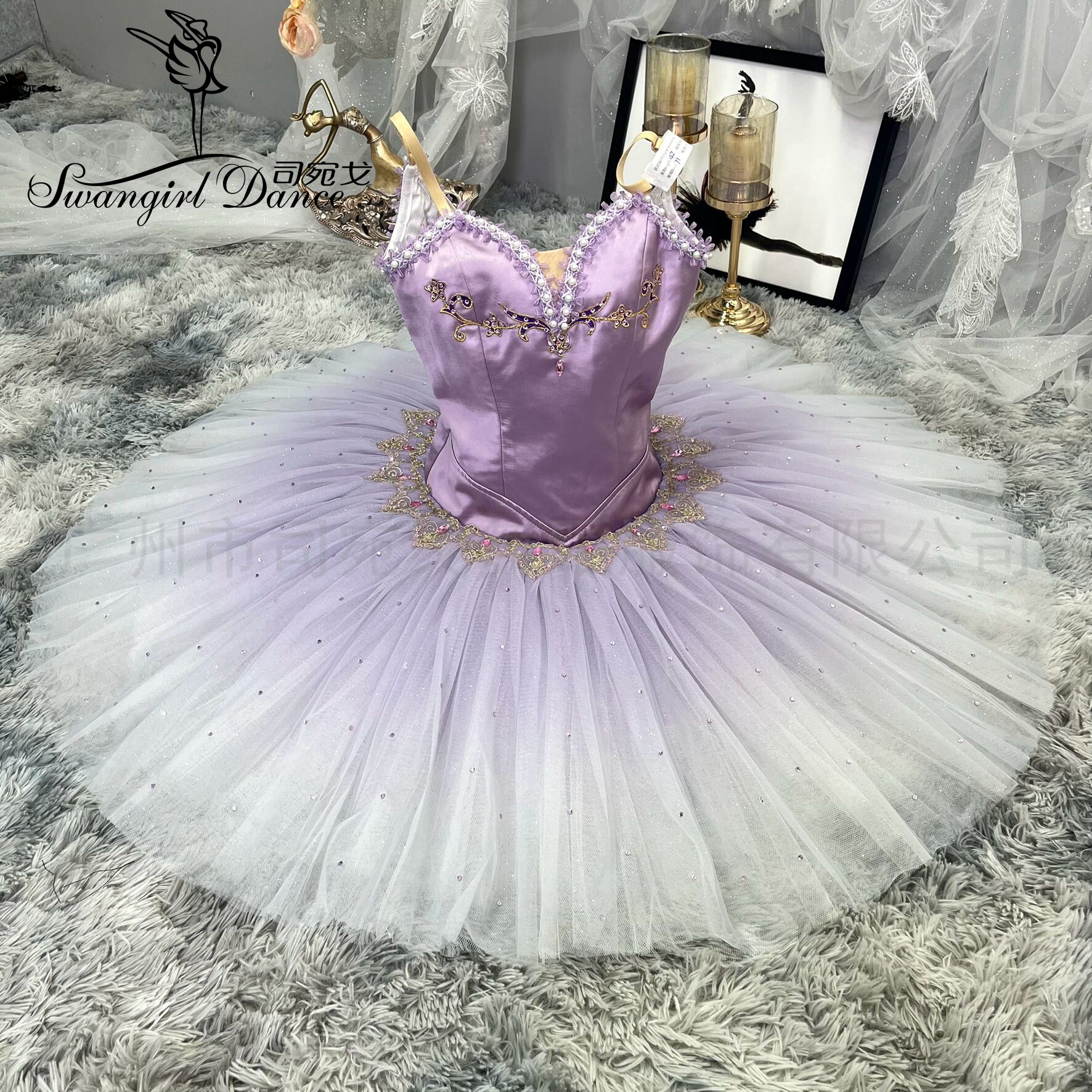 紫色百万小丑芭蕾演出服定制TUTU裙进口纱FDC比赛蓬蓬纱裙女童