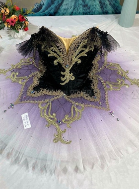 黑紫色渐变色芭蕾变奏威尼斯狂欢TUTU纱裙演出服定制GDC比赛女童