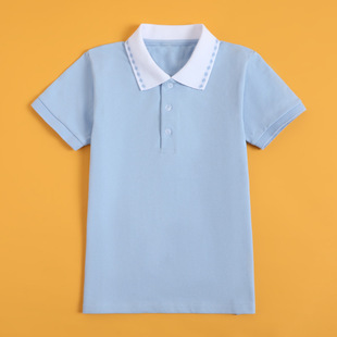 T恤蓝色POLO衫 男童女童中大儿童班服 中小学生校服短袖 伊顿同款