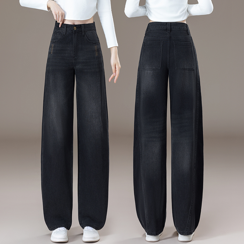 2025年春秋新款黑灰色弯刀牛仔裤