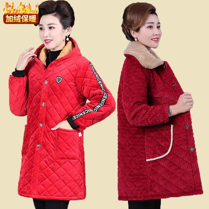 冬季棉服女中长款2023新款韩版宽松显瘦加厚连帽外套保暖棉袄棉衣