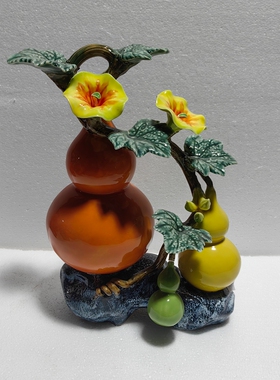 石湾公仔手工陶瓷葫芦家居玄关客厅书房摆件装饰品福禄寿多子多福