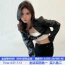 MSYOUCAN 暗黑風金屬愛心扣機車服帥氣辣妹百搭綁帶PU皮衣短外套