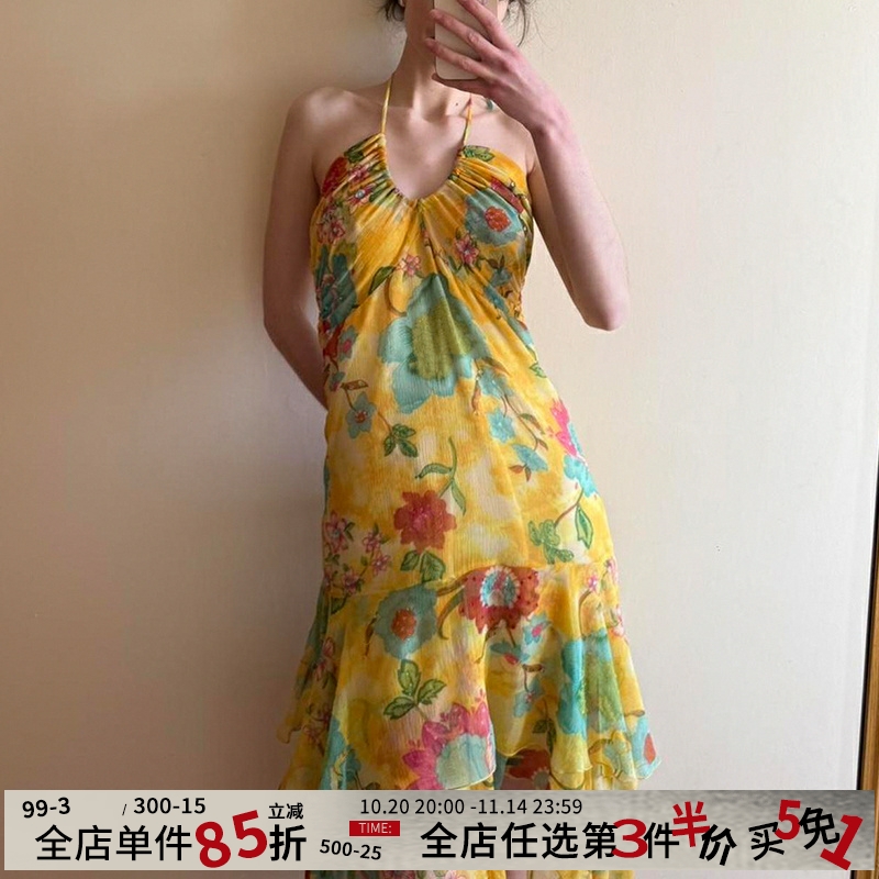 日光雨林波西米亚风挂脖连衣裙