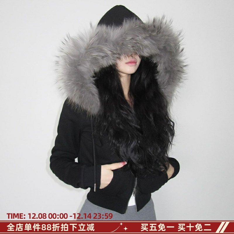 韩系极简主义街头风撞色毛领外套