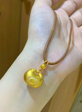 沙金999点钻小胖福吊坠项