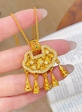 沙金999点钻镂空同心莲流