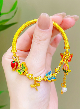 沙金999烧蓝珐琅彩蝶恋花