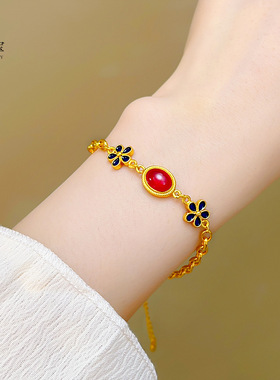 沙金999古法花丝宫阙红色