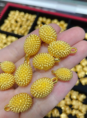 古法沙金网红榴莲吊坠项链