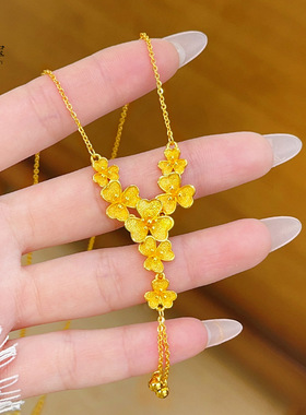 沙金古法鎏三瓣花水滴流苏