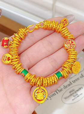 韦雪同款沙金珐琅彩黄财神