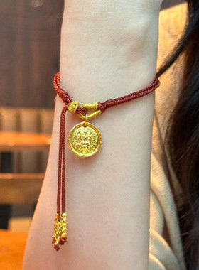 新中式沙金999藏黄财神手