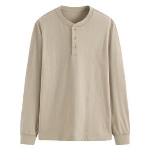 lativ 诚衣 竹节棉亨利领长袖T恤-男