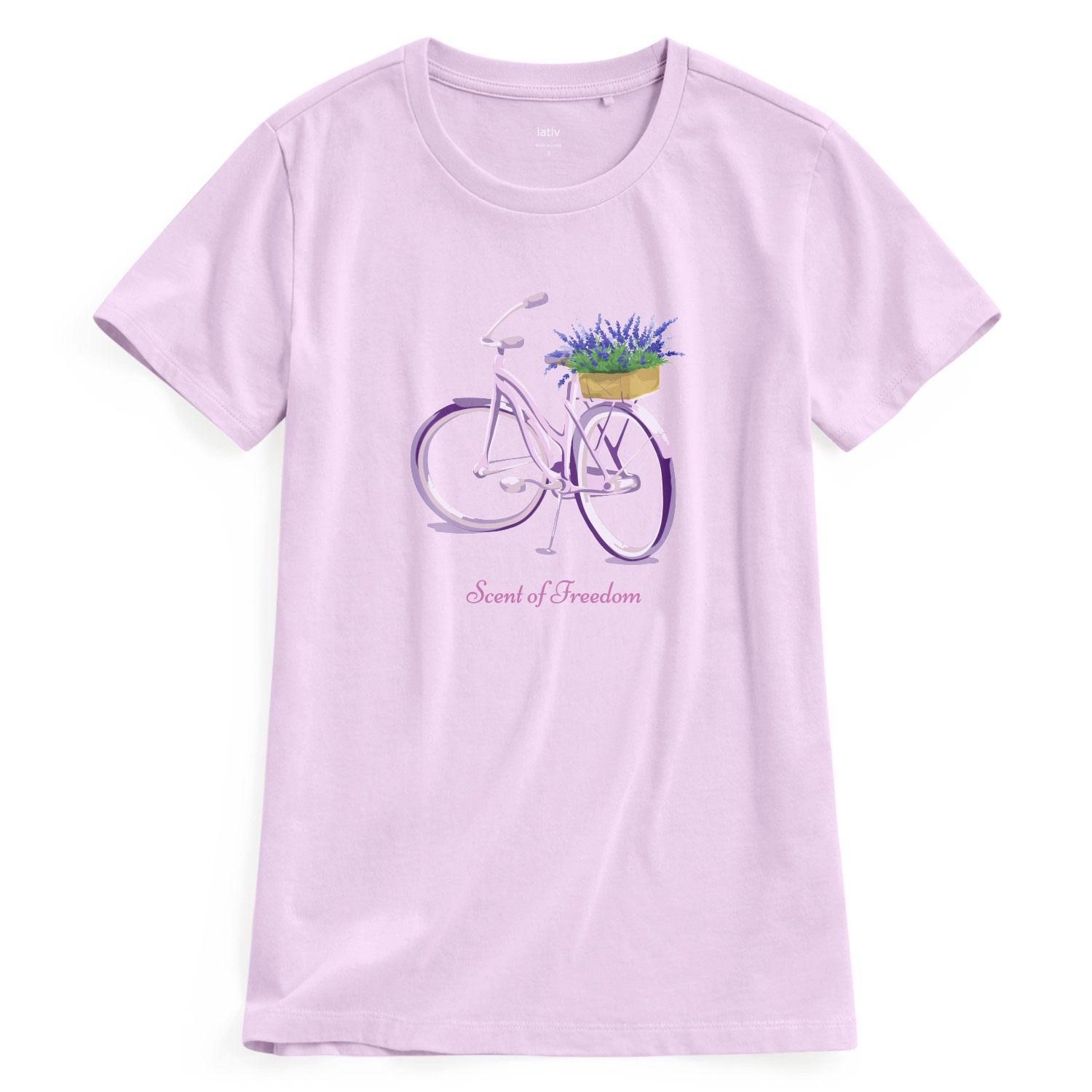 lativ 诚衣 花卉单车印花T恤-女