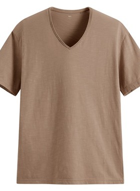 lativ 诚衣 竹节棉V领T恤-男