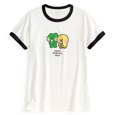 lativ 诚衣 LINE FRIENDS minini罗纹配色印花T恤-03-女