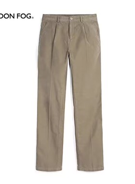 LONDON FOG/伦敦雾秋冬单褶宽松直筒中年纯棉长裤子商务休闲裤男