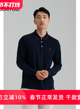 LONDON FOG/伦敦雾男装长袖t恤2025新款纯棉中年合身版翻领polo衫